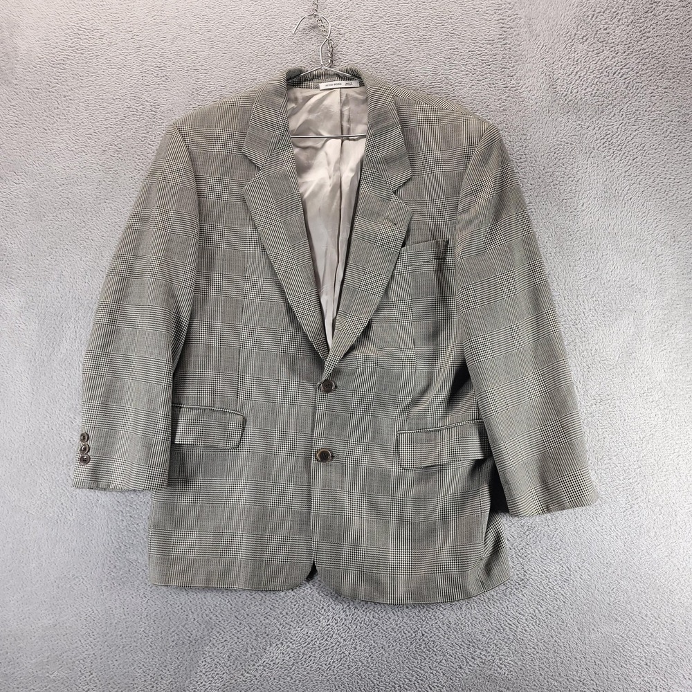 VTG Hugo Boss Blazer Mens EU 48 Gray Wool Check Tweed Sport Coat Germany